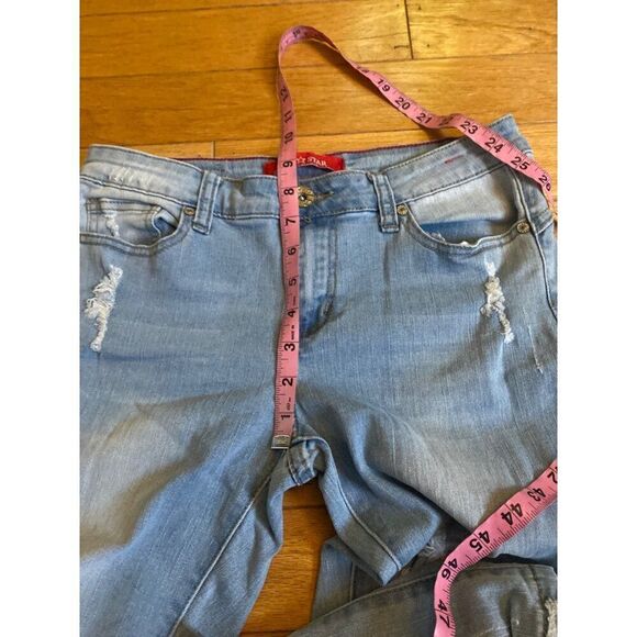 Gogo Star Women's/Juniors light wash cotton distressed skinny Ankle Jeans size 7 - Picture 8 of 9